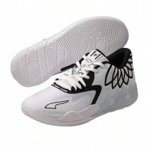 PRE-OWNED Puma LeMelo Ball MB.01 Kid’s Basketball Shoes White/Black SZE 7